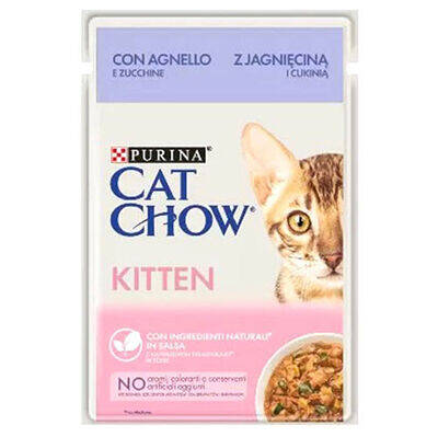 Cat Chow Pouch Kitten Kuzu Etli ve Kabaklı Yavru Kedi Yaş Maması 85 Gr - 1