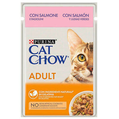 Cat Chow Pouch Somon ve Yeşil Fasülyeli Kedi Yaş Maması 85 Gr - 1