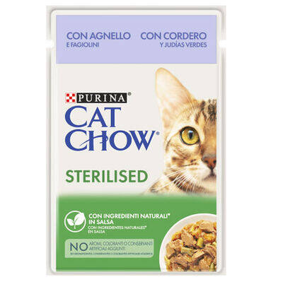 Cat Chow Pouch Sterilised Kuzu ve Yeşil Fasülyeli Kısırlaştırılmış Kedi Yaş Maması 85 Gr - 1