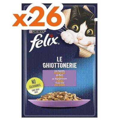 Felix Pouch Le Ghiottonerie Kuzu Etli Yaş Kedi Maması 85 Gr - BOX - 26 Adet - 1