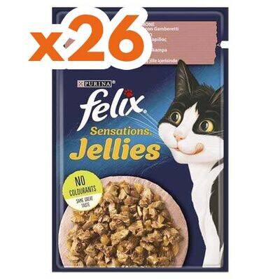 Felix Pouch Sensations Jellies Somon ve Karidesli Yaş Kedi Maması 85 Gr - BOX - 26 Adet - 1