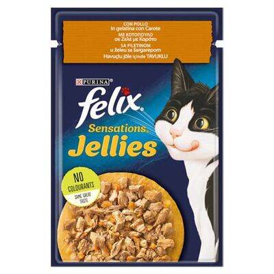 Felix Pouch Sensations Jellies Tavuk Etli ve Havuçlu Yaş Kedi Maması 85 Gr - 1