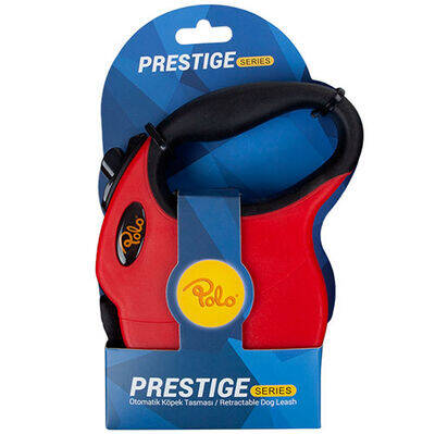 Polo Prestige Kırmızı Otomatik Şerit Büyük Irk Köpek Tasması 5 Mt Large - 1