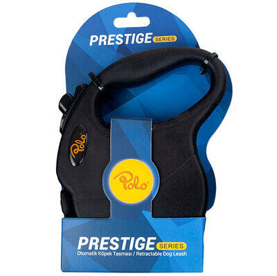 Polo Prestige Siyah Otomatik Şerit Büyük Irk Köpek Tasması 5 Mt Large - 1