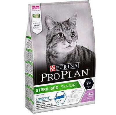 Pro Plan 7+ Kısırlaştırılmış Hindili Yaşlı Kedi Maması 3 Kg - 1