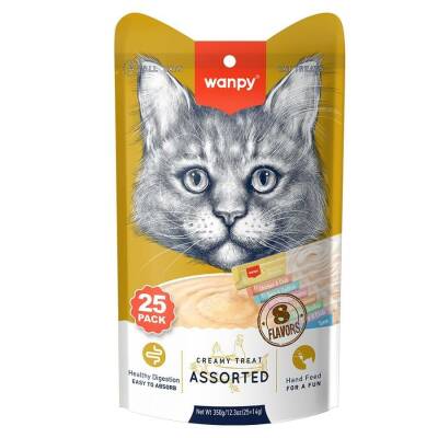 Wanpy Karışık 8 Lezzetli Krema Kedi Ödülü 25x14 Gr - 1