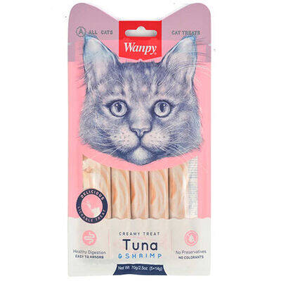 Wanpy Ton Balık ve Karidesli Likit Creamy Kedi Ödülü 5 x 14 Gr - 1