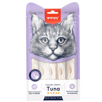 Wanpy Ton Balıklı ve Yengeçli Likit Creamy Kedi Ödülü 5 x 14 Gr - 1